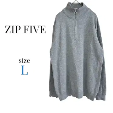 집파이브 [ L ] 모크넥 하프 지퍼 니트 스웨터 긴팔 그레이 무지