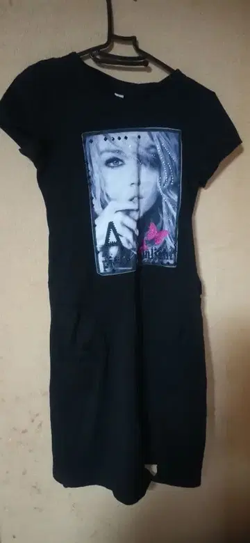 뮤지션 프린트 드레스 블랙