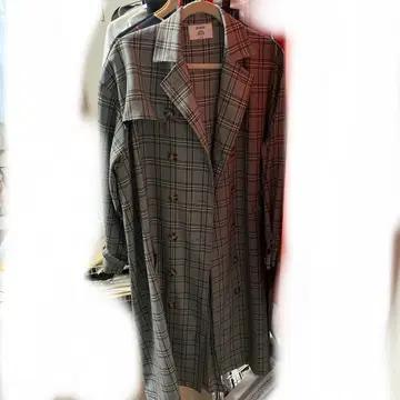 jouetie 체크 무늬 트렌치코트