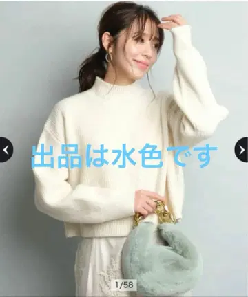 저스길리티 울 캐시미어 크롭 풀오버 스카이블루 블루 계열