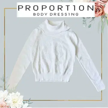 프로포션 바디 드레싱 레이스 니트 화이트 터틀넥