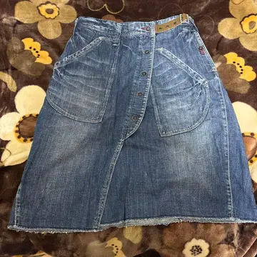 안트게이지 데님 랩스커트 버튼 플라이