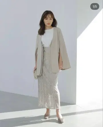 [새상품급] 아뉴앙스/파이핑 레이스 타이트 스커트