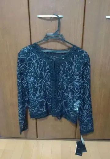 [택 포함 새상품] 미로네 Milone 전체 레이스 긴팔 볼레로 블랙