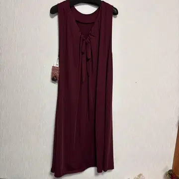 와인색 슬리브리스 롱 원피스