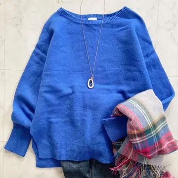 Spick&Span 울 캐시미어 루즈 풀오버 니트 블루