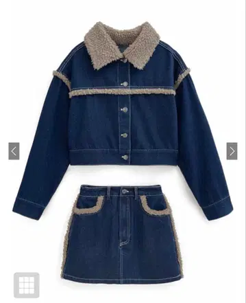 GRL 데님 인조 모피 셋업