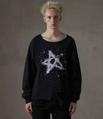 GRANCY 큐빅 디자인 그래픽 데미지 롱 T S 사이즈