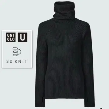 M 사이즈 유니클로 UNIQLO 3D 메리노 블렌드 터틀넥 스웨터 블랙