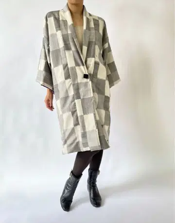 기모노 리메이크 자켓 코트 격자 무늬