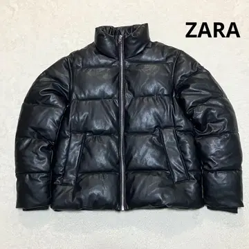 인기 상품! ZARA 자라 인조 가죽 퍼프 다운 자켓 블랙
