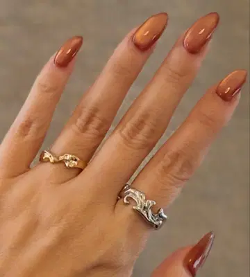 아쉬페프랑스 물결 디자인 레이어드 반지 2개 세트 13호 16호