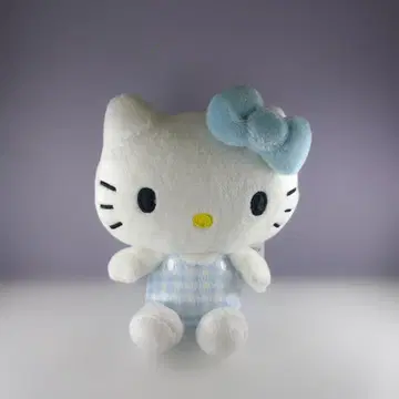 새상품 헬로키티 하늘색 헬로키티 봉제 인형 체크 무늬 키체인