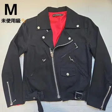 헬즈 캣 펑크 데님 라이더 자켓 블랙 M 사이즈 안감 빨간색