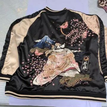 새틴제 스카잔 후지산 자수