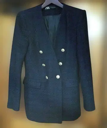 ZARA 자라 트위드 더블 골드 버튼 S