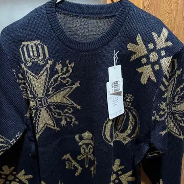 네이비 눈꽃 디자인 스웨터 프리 사이즈