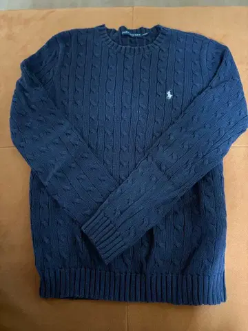 랄프 로렌 네이비 케이블 니트 스웨터