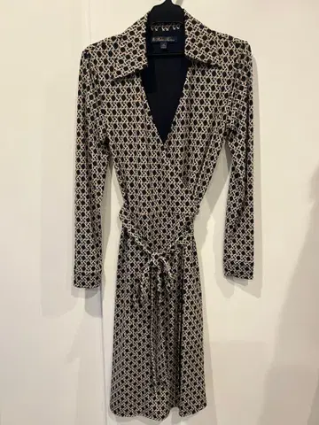 브룩스 브라더스 기하학 패턴 랩 원피스