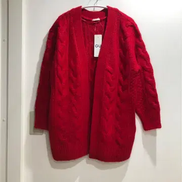 지유 GU 케이블 오버사이즈 가디건 케이블 가디건