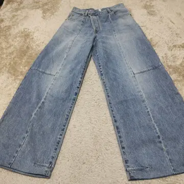 라이트 블루 데님 와이드 레그 팬츠