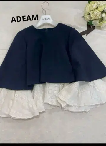 ADEAM 디어 프릴 상의 네이비 화이트 2 아담