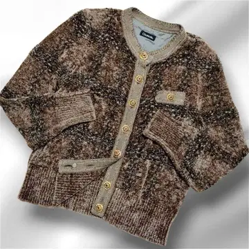 샤미 샴와이드 화려한 라메 골드 버튼 가디건 니트 복슬복슬