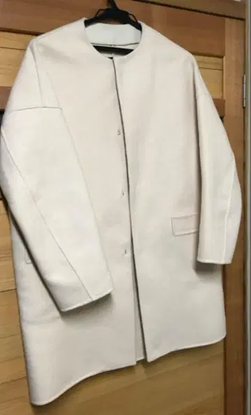 [ 새상품급 ] Drawer 노카라 코쿤 코트 멜톤 울 아이보리