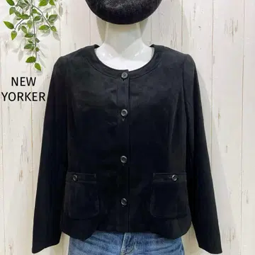 NEWYORKER 블랙 스웨이드 느낌 탈부착 라이너 노카라 자켓 9호