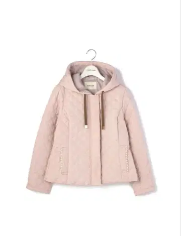 새상품 레스 빠세 퀼팅 후드 숏코트 핑크 40