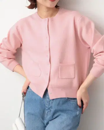 SLOBE IENA 더블 페이스 코튼 가디건 핑크