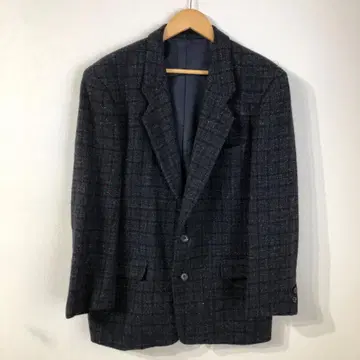 테일러드 자켓 L 다크 그레이 체크 무늬