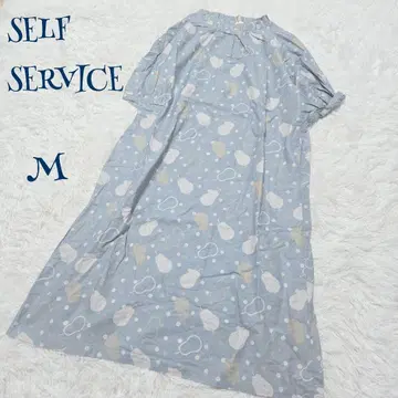 린넬 x 셀프 서비스 ] 택 포함 코튼 도트 무늬 미디 원피스 M