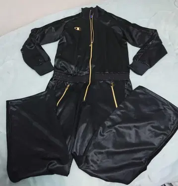 Champion 블랙 집업 오버롤