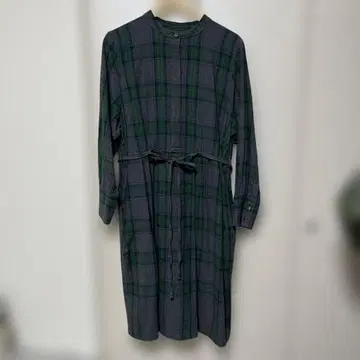 Sunny Clouds 체크 무늬 긴팔 원피스