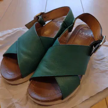 가죽 SAYA 청록색 터콰이즈 샌들