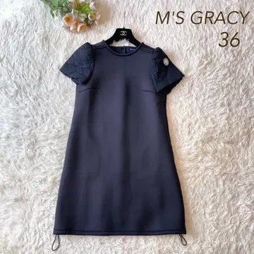 컨디션 최상 M'S GRACY 종이상자 니트 절개 원피스 블랙 36