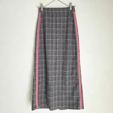 양호 미에트 스커트 롱 체크 무늬 슬릿 타이트 I 라인