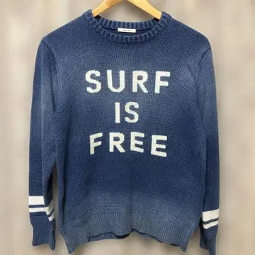 BAYFLOW 파란색 니트 스웨터 SURF IS FREE