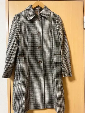 새상품 아쿠아 스큐텀 체크 울 코트