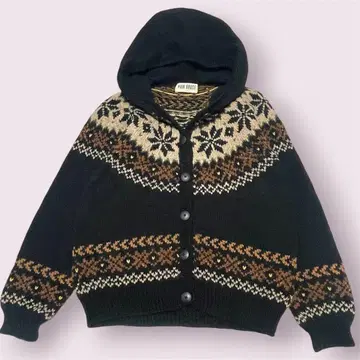 PINKHOUSE 핑크하우스 노르딕 무늬 가디건 후드 부착 레어
