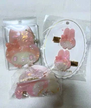 마이멜로 마이멜로디 앞머리 클립 헤어 클립 거울 쉘 3종 세트