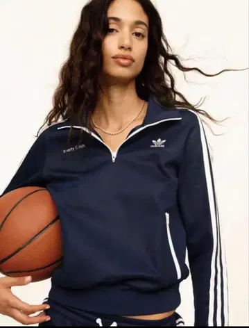 adidas x SPORTY&RICH 네이비 하프 지퍼 트랙 자켓