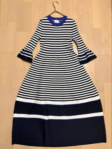 Of STYLE 긴자 매기 스트라이프 패턴 롱 원피스 A라인