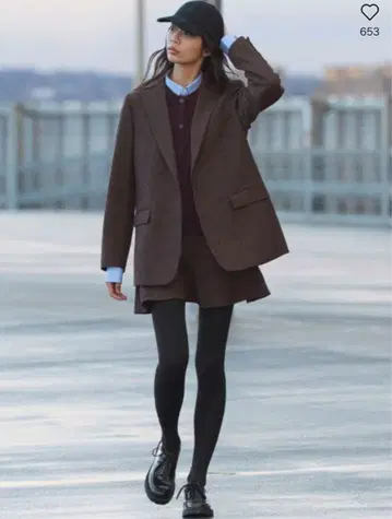 UNIQLO C 트위드 테일러드 자켓, 플레어 스코트 세트