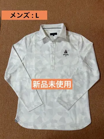 [ 미사용 새상품 ] 캘러웨이 남성용 긴팔 피케 셔츠 골프웨어 화이트