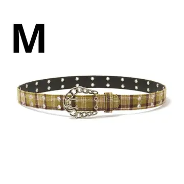 AFB 플란넬 체크 벨트 옐로우 M 사이즈