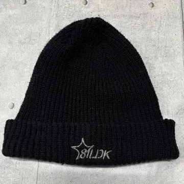 81LDK 리브 니트 모자 접이식 비니 자수 로고 블랙 하이엘디케이