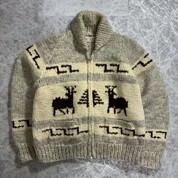 KANATA 카우친 스웨터 캐나다제 핸드 니트 노르딕 블루종