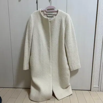 UNITED ARROWS 화이트 알파카 샤기 코트